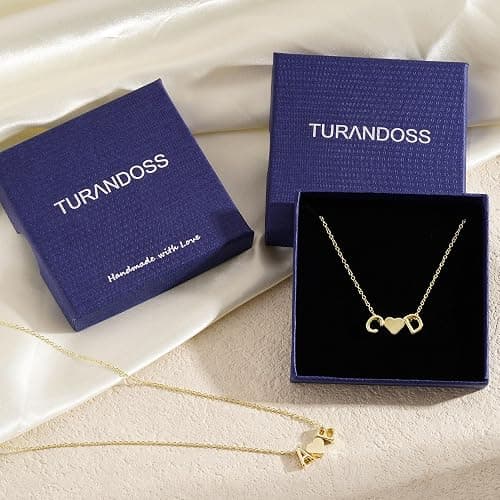 Turandoss Gifts for Women Her - Heart Initial Necklace for Women Teen Girls, 14K Gold Plated Dainty Letter A-Z Initial Necklace, Personalized Jewelry Birthday Gifts thumbnail 7