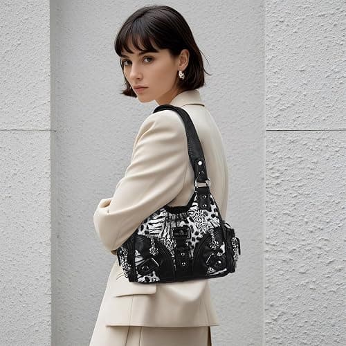 Angel Kiss Purses for Women Small Hobo Shoulder Bags Vagen Leather Multi-Pocket Tote Bag with Zipper thumbnail 2
