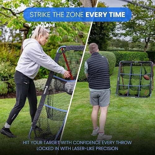 Baseball Rebounder Net | 12-Angle Baseball Pitching Net w/ 9 Pocket Nets – Softball & Baseball Training Equipment – Multi-Sport Bounce Back Net for Soccer, Volleyball, Basketball, Lacrosse & More thumbnail 6
