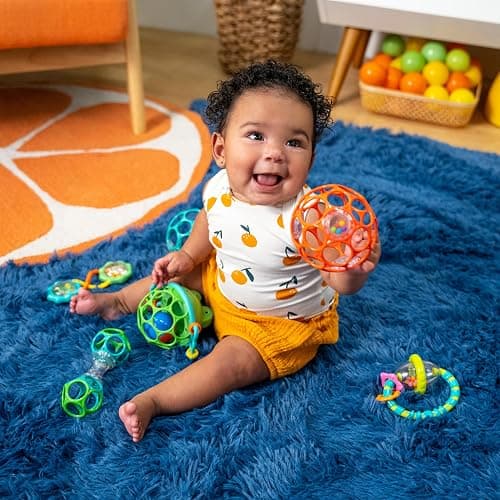Bright Starts Little Shakers 6pc Gift Set, Easy-Grasp Oball Technology, Baby Rattles, Balls and Teethers, On-The-Go Toys, Lightweight, Unisex, Newborn+ thumbnail 2