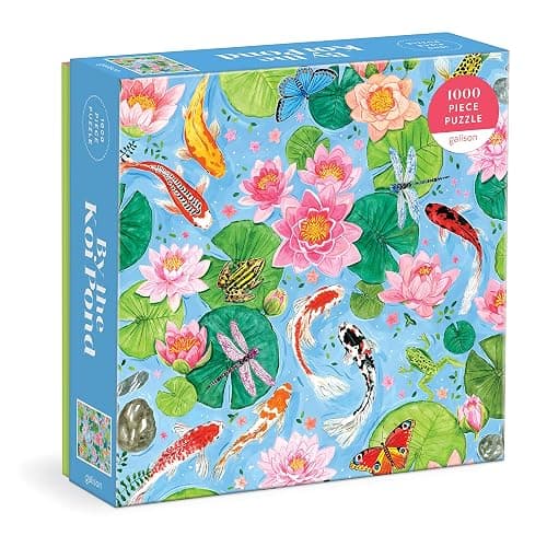 Galison by The Koi Pond – 1000 Piece Puzzle Fun and Challenging Activity with Bright and Bold Artwork of Beautiful Koi Fish Pond for Adults and Families - Image 1