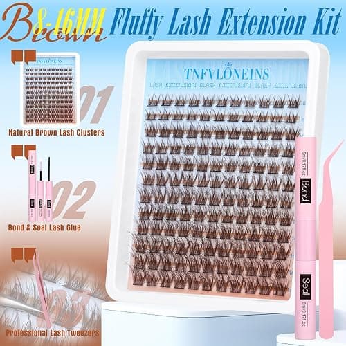 Brown Lash Clusters Kit Natural Eyelash Clusters Fluffy Lash Extension Kit Wispy Eyelash Extension Kit Matte Brown Cluster Eyelash Extensions 8-16mm Individual Lashes Clusters by TNFVLONEINS thumbnail 6