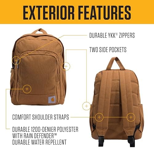 Carhartt 25L Classic Laptop Backpack, Durable Water-Resistant Pack W/ 15" Laptop Sleeve and Multiple Organizational Compartments, PFAS Free, Black thumbnail 2