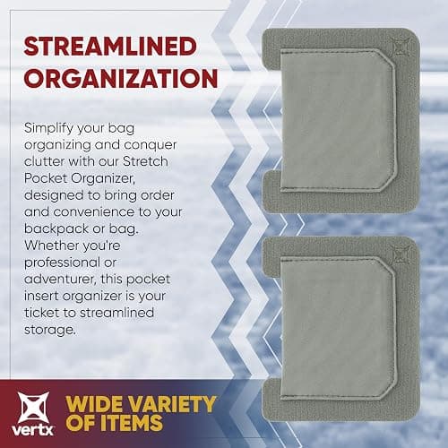 Vertx Stretch Pocket Organizer Insert Attachment for Backpack, Bag Organization, Small, 2-Pack thumbnail 2