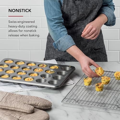 KitchenAid 24-Cup Nonstick Aluminized Steel Mini Muffin Pan, Contour Silver thumbnail 2