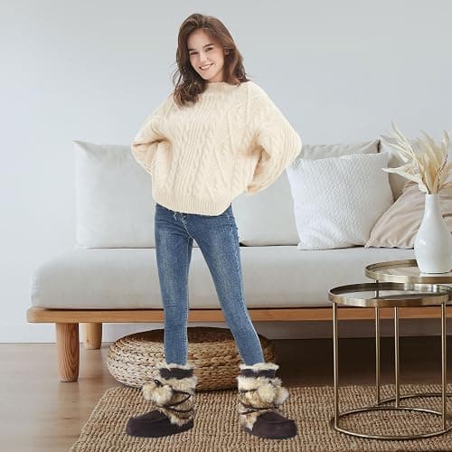 Forfoot Slipper Boots, Cozy Indoor Booties for Women Fluffy Comfortable House Shoes Fuzzy Anti-Slip Boots Winter thumbnail 2