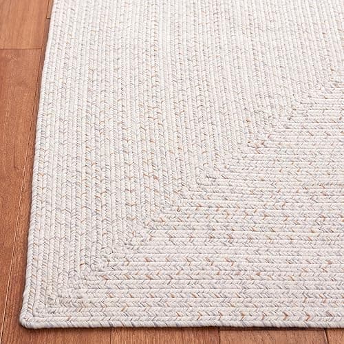 SAFAVIEH Washable Rug Outdoor Braided Collection - 5' x 8', Ivory & Light Grey, Handmade & Reversible, Non-Shedding & Easy to Clean, Ideal for Patio, Backyard, Mudroom (BRA201A) thumbnail 4