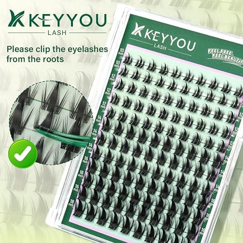 KEYYOU Lash Clusters Kit Manga Lashes Individual Wispy Lash Clusters with 10ml Remover Bond&Seal 10-18mm Eyelash Extension with Spikes D Curl Fairy Style Manga Cosplay DIY at home(F02 Kit) thumbnail 7