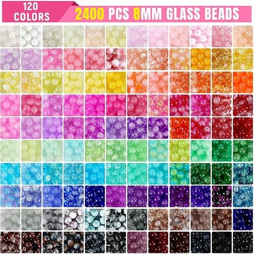 Zefy 120 Colors Glass Beads Bracelet Making Kit, 2676pcs 4 Types 8mm Crystal Beads for Jewelry Making and DIY Crafts, 5 Box Round Bead for Friendship Bracelets with Spacer Beads and Charms thumbnail 3
