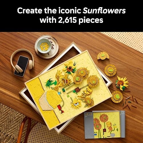 LEGO Art Vincent Van Gogh – Sunflowers Building Set for Adults - Home Decor Idea - Brick Built Painting - Gift for Birthdays - 31215 thumbnail 4