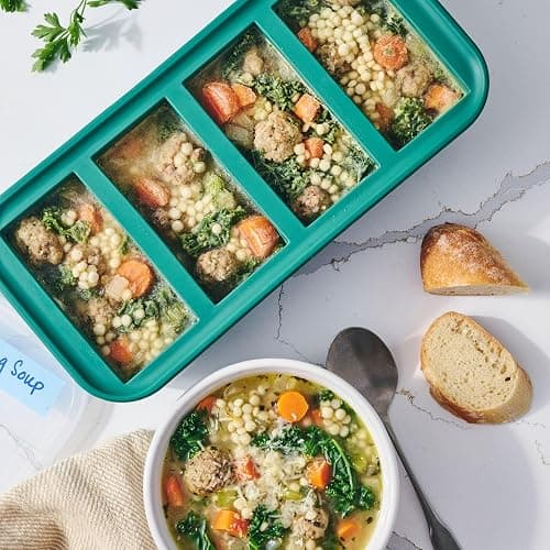 Souper Cubes 1 Cup Silicone Freezer Tray with Lids, Perfect for Storing Broth, Leftovers, Rice, Sauce and More, Silicone Soup Freezer Molds for Meal Prepping - Kale - 2-Pack thumbnail 2