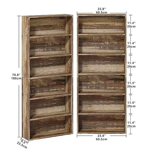 IRONCK Bookshelves and Bookcases Set of 2 Floor Standing 6 Tiers Display Storage Shelves 70 in Tall Bookcase Home Decor Furniture for Home Office, Living Room, Bed Room thumbnail 3