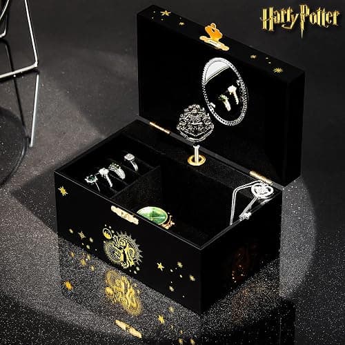 Harry Potter Gifts Musical Jewelry Box for Girls with Spinning Hogwarts Crest, Mirror & Wind-Up Key Music, Jewelry Organizer thumbnail 5