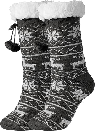 BenSorts Women Non Slip Winter Thick Slipper Socks with Grippers Warm Fuzzy Socks Christmas Gifts - Image 1