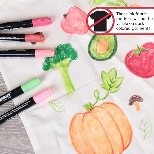U.S. Art Supply Super Markers 20 Pastel Dual Tip Fabric Markers - Fine & Chisel Point Pens Fabric Marker Permanent for Clothes, T-Shirts - Permanent Ink Eye-Catching Pastel Colors thumbnail 6