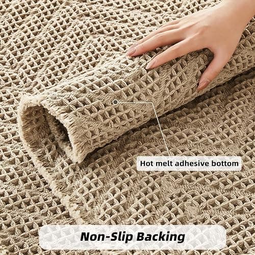 BULULOM Bath Mats,Upgraded Waffle Super Absorbent Bath Mat,Bathroom Rugs Non Slip Washable, Quick Dry Shower Mats, Ultra Soft Bath Mats for Bath Floor,Brown,24"*36" thumbnail 5