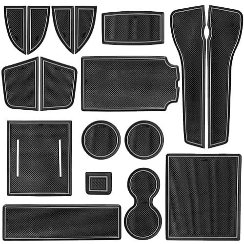 SENSHINE for Honda Civic Accessories 2022 2023 2024 2025 2026 11th Gen Sedan Cup Holder Insert Center Console Liner Door Slot Mats Pad Coaster Trim Premium Rubber Custom Interior 17PC Set (Gray Trim) thumbnail 7
