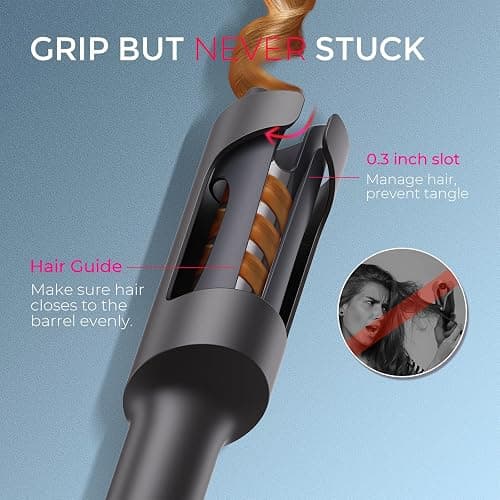 TYMO Automatic Rotating Curling Iron - TYMO CURLPRO Beach Waves Curling Wand, Portable Hair Curler, 500 Million Ionic, Dual Voltage & Lightweight for Travel, Ceramic Coating, 1 1/4 Inch, Metallic Gray thumbnail 4