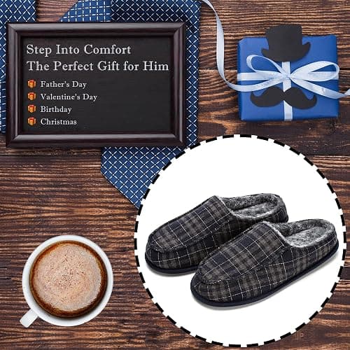 cosyone1997 Men's Slippers with Memory Foam, House Shoes for Men Indoor Outdoor, Non-Slip House Slippers Moccasin Style, Size 8-15 thumbnail 3