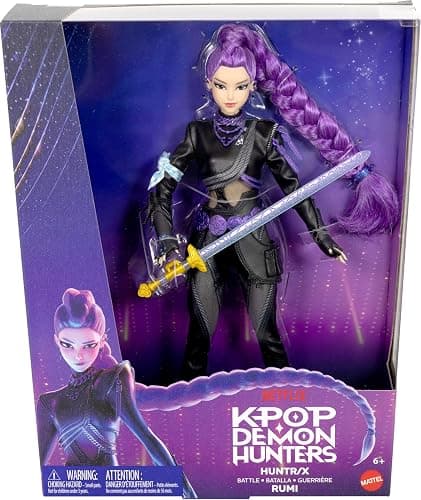 ​Mattel Kpop Demon Hunters HUNTR/X Rumi Deluxe Fashion Doll | Wearing Removable Battle Look with Sword Accessory, 11 Posable Joints, Inspired by the Movie​​ thumbnail 6