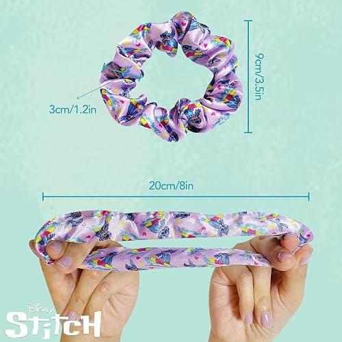 LUV HER Lilo & Stitch Hair Accessory 5 Pcs Set - 1 Regular 9 inch Stitch Hairbrush & 4 Scrunchies - Detangling Brush - Elastic Hair Ties Ropes for Girls, Ages 3+ thumbnail 5