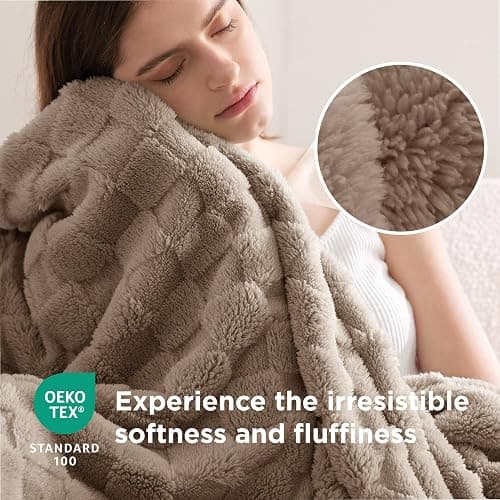 Bedsure Light Taupe Fleece Blanket for Couch - Super Soft Cozy Throw Blankets for Women, Cute Small Throws for Girls, 50x70 Inches thumbnail 5
