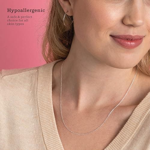 KEZEF 1mm 925 Sterling Silver Necklace for Women | 18k Gold, Rose Gold Necklaces for Women - Made In Italy Real Cable Chain Jewelry thumbnail 2