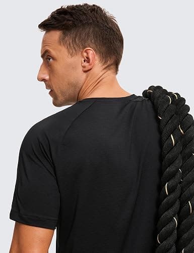 CRZ YOGA Texture Workout Shirts for Men - Lightweight Crewneck Running Athletic T-Shirts Short Sleeve Gym Tops thumbnail 5