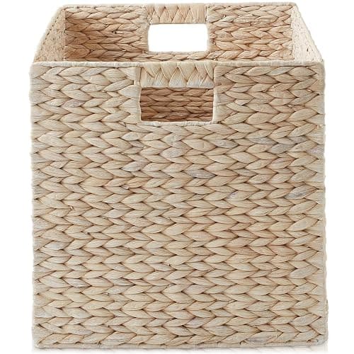 Casafield 13" x 13" Hyacinth Storage Baskets, Whitewash - Set of 6 Storage Organizers, Woven Wicker Cubes for Bathroom, Bedroom, Laundry, Shelves thumbnail 4