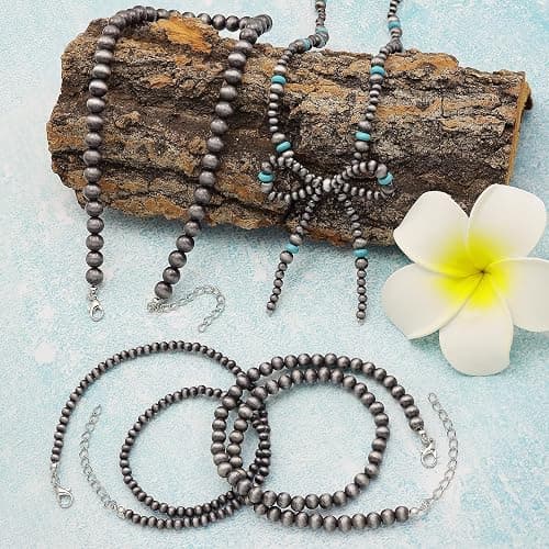 4pcs Western Navajo Pearl Stackble Necklace Jewelry For Women Beaded Chain Bow Pendant Boho Handmade Long Layered Country Concert Necklace Set thumbnail 5