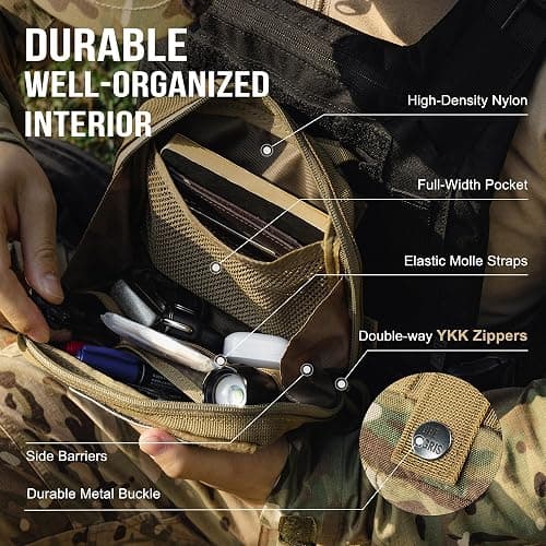 OneTigris MOLLE Pouch, Tactical Admin Pouch Belt EDC Tool Organizer Zippered Utility Waist Pack 7.5"x5"x2" thumbnail 6