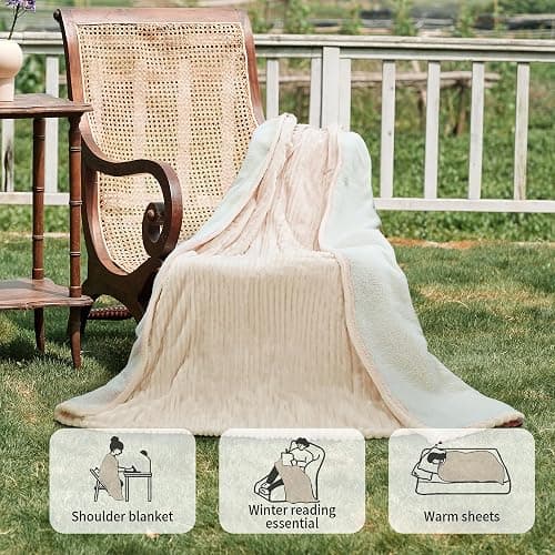 Heated Blanket Electric Blanket Throw 50”X60”-Heating Blanket with 5 Heat Settings-3 Hours Auto Off,ETL Certified,Machine Washable (Beige) thumbnail 4