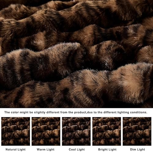 WDCOZY Cheetah Leopard Print Bubble Throw Blanket, Luxury Faux Rabbit Fur Mink Plush Throw for Couch, Sofa and Bed, Soft Fluffy Fuzzy Cozy Blanket for Women, 50x60 inches, Chocolate Brown, 950 GSM thumbnail 6
