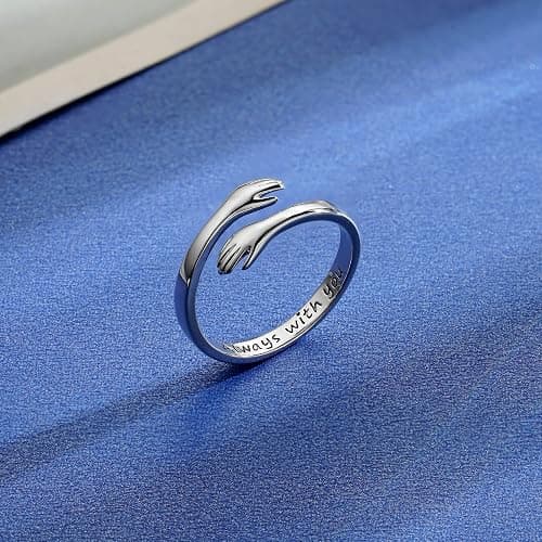 Yesteel S925 Sterling Silver Hug Ring for Women Teen Girls, Adjustable Ring Jewelry Mothers Day Birthday Gifts for Daughters Mom Sister Wife Friends Grandma thumbnail 6