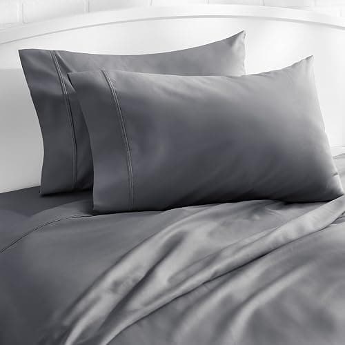 Amazon Basics 400 Thread Count Cotton Pillow Cases, King, Set of 2, Dark Gray, 40" L x 20" W, Pillows Not Included thumbnail 4