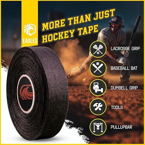 EAGLES Hockey Tape Multipurpose Cloth Tape Roll for Lacrosse Baseball & Softball Bats, Rackets, Pullup Bars, Gardening Tools, Easy Tear Over Grip - Multi Sport Handle Tape - Sports Gift (White) thumbnail 2