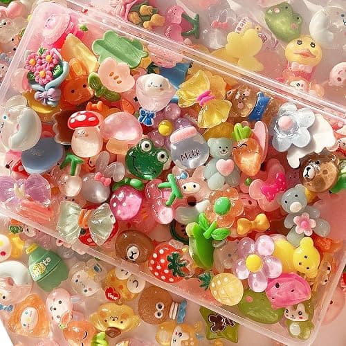 FULUSODO 60pcs Slime Charms Cute Set, Bulk Mixed Resin Charms Set Ornament Scrapbooking thumbnail 2