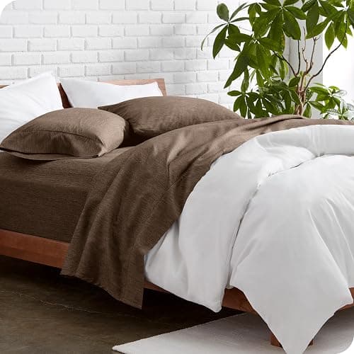Bare Home Queen Sheet Set - Luxury 1800 Ultra-Soft Microfiber Double Brushed - Deep Pockets - Easy Fit - 4 Piece Set - Bedding Sheets & Pillowcases (Queen, Heathered Taupe) thumbnail 7