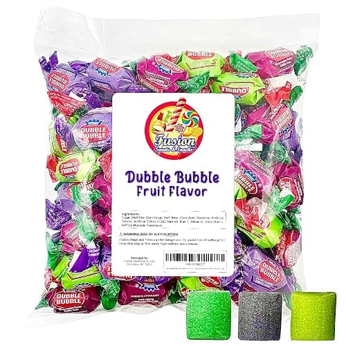 Dubble Bubble Assorted Fruit Flavor Gum - 1 Pound Bulk Bag of 3 Flavor Individually Wrapped Bubble Gum - Grape, Watermelon, Apple - Chewing Bubble Gum Holiday Candy(Approx. 70 Pieces) thumbnail 3