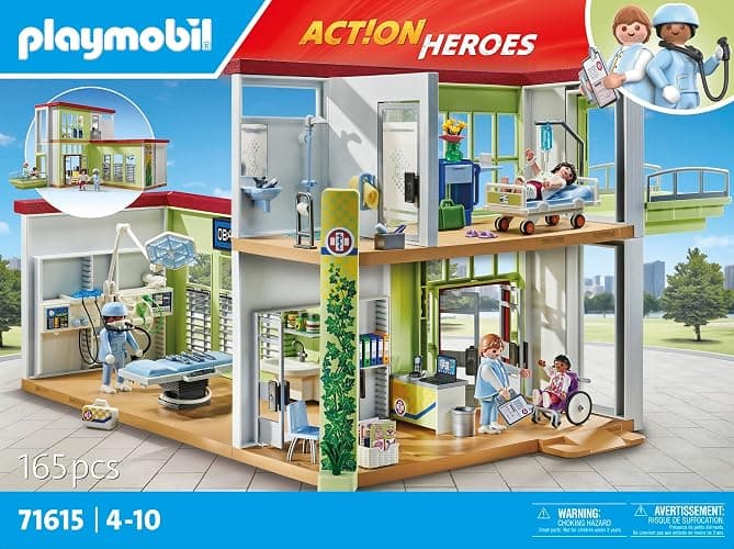 PLAYMOBIL Action Heroes 71615 Modernes Krankenhaus, mit Vier Figuren, medizinischen Geräten und Accessoires, zu über 80 % aus recycelten und biobasierten Materialien, Spielzeug für Kinder ab 4 Jahren thumbnail 4