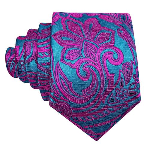 Barry.Wang Men Ties Paisley Woven Silk Necktie Set with Pocket Suqare Cufflinks Formal thumbnail 5