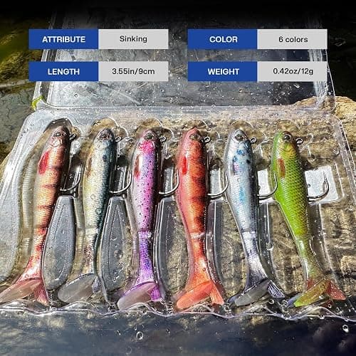 FONMANG 2.5/3.5In Swim Baits for Bass Fishing, Pre-Rigged Jig Heads Soft Plastic Walleye Fishing Lures, Paddle Tail Swimbaits for Bass Fishing, Fishing Bait for Freshwater Saltwater Gifts thumbnail 6