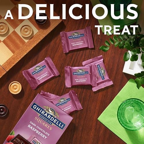 GHIRARDELLI Dark Chocolate Raspberry SQUARES, 5.32 oz Bag Premium Individually Wrapped Chocolate Candy Rich Dark Chocolate with Raspberry Filling thumbnail 7