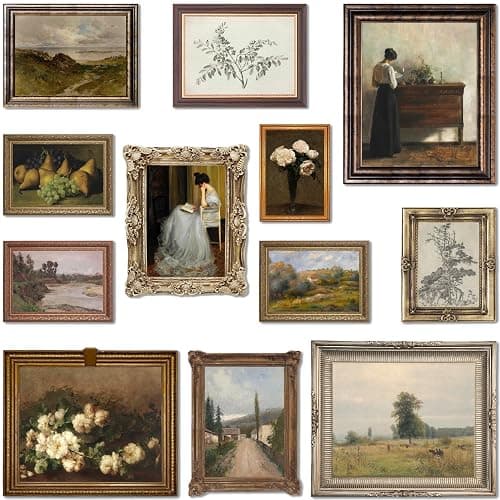 LANCHI95 12 Pcs Vintage Wall Art Decor, Vintage Art Prints, Vintage Posters for Room, Moody gallery wall art, Eclectic French Country Pictures Wall Decor for Bedroom (UNFRAMED) - Image 1