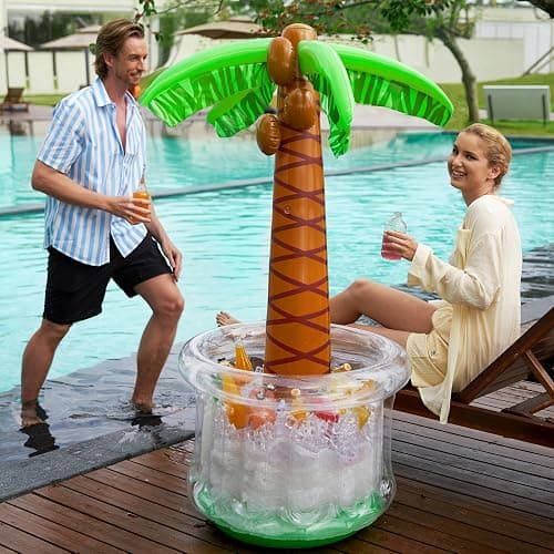JOYIN 60" Inflatable Palm Tree Cooler, Beach Theme Decor, Pool Party Decorations, Luau Hawaiian Birthday Party Supplies, Ocean Jungle Tropical Themed Summer Outdoor Drink Cooler thumbnail 2
