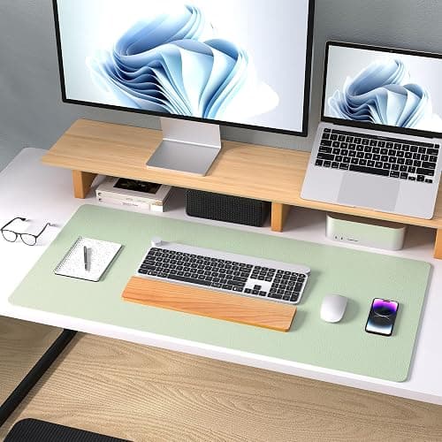 Aothia Large PU Leather Desk Pad Protector - Non-Slip Mouse Pad & Writing Mat for Office/Home, Waterproof, Easy to Clean (23.6" x 13.7", Aqua) thumbnail 8