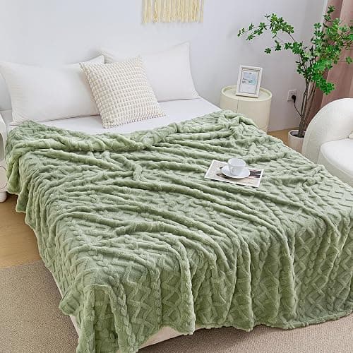 Aganear Flannel Throw Blanket - Cozy Soft Lightweight Fuzzy Blanket for Women Portable Throw Blankets for Couch, Warm Present for Birthday, Christmas, Halloween, Housewarming(50"x60", Sage Green) thumbnail 7
