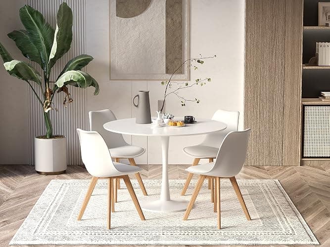 Aykah Modern Dining Chairs Set of 4 - Dining Chair with Wood Legs - Dining Chairs of Plastic seat with Cushion - Kitchen Chair - White Dining Room Chair - Easy to Assemble thumbnail 6