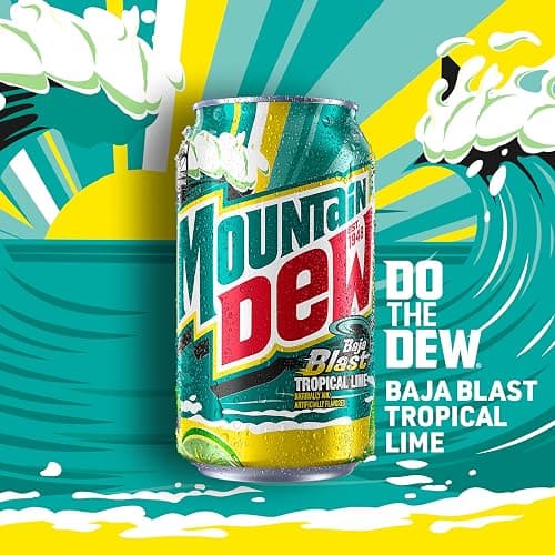 Mountain Dew Soda, 2 Flavor Baja Blast Variety Pack (Baja Blast, Original Dew), 12 Fl Oz Cans (Pack of 18) thumbnail 5