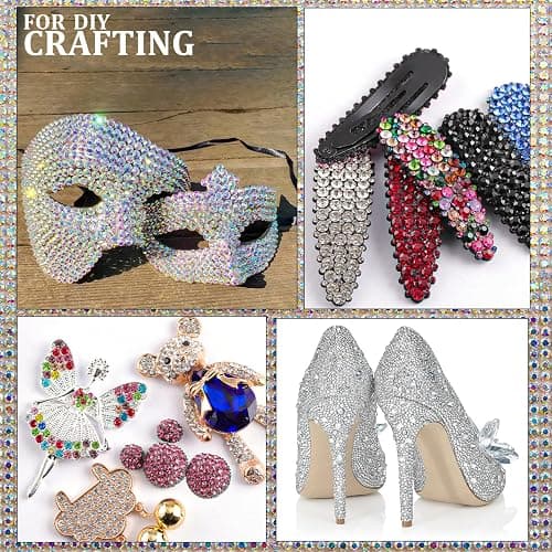 Two Packs of Flatback Rhinestones 4520 Pcs Crystal, Colorful Rhinestones for Nails, Multicolored+ AB+Transparent White Gems with Picker Tools for Bedazzling Nail Crafting Face Makeup thumbnail 6